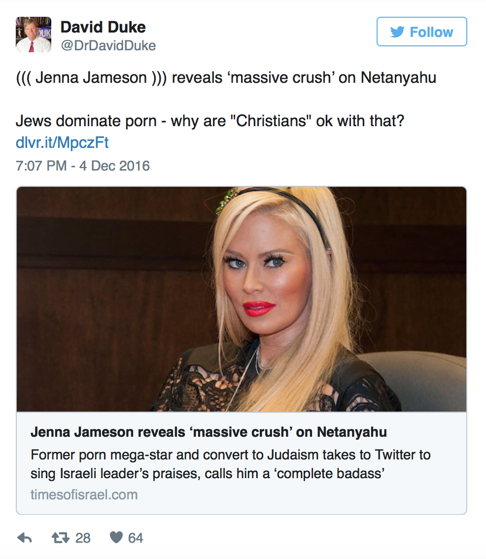 Jewish Porn Small - Jenna Jameson Fires Back at David Duke's Claim That Jews ...